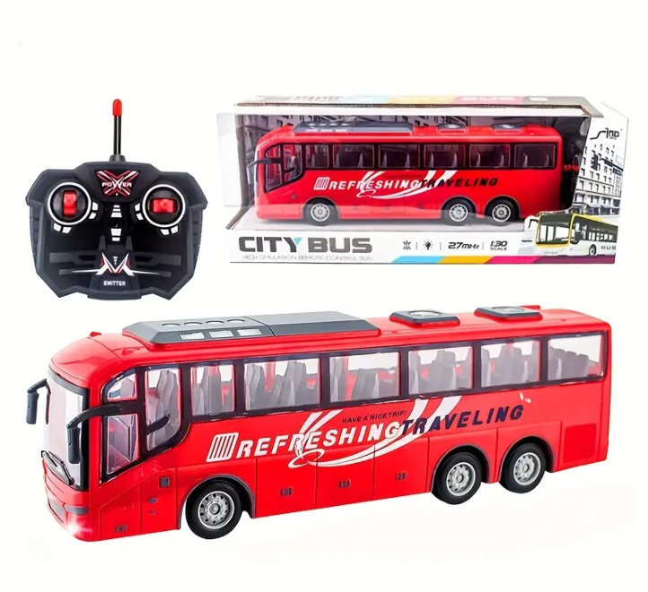 RC Bus 6 Wheel Long Transport Vehicles Remote Control Simulation School Bus With Lights For Kids