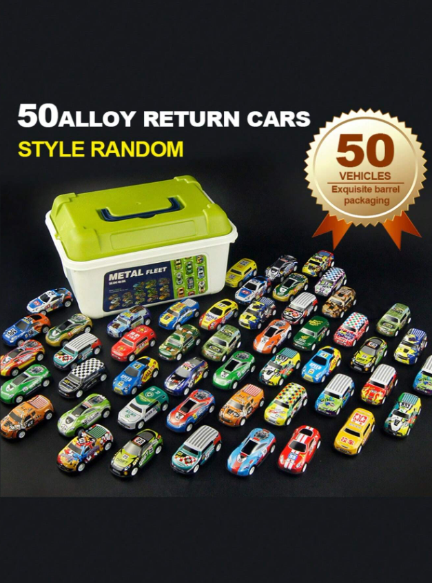 50pcs Alloy Car Collectible Box Series Toy For Both Boys And Girls, Wholesale Racing & Tinplate & Rally Cars, Miniature Vehicle Set