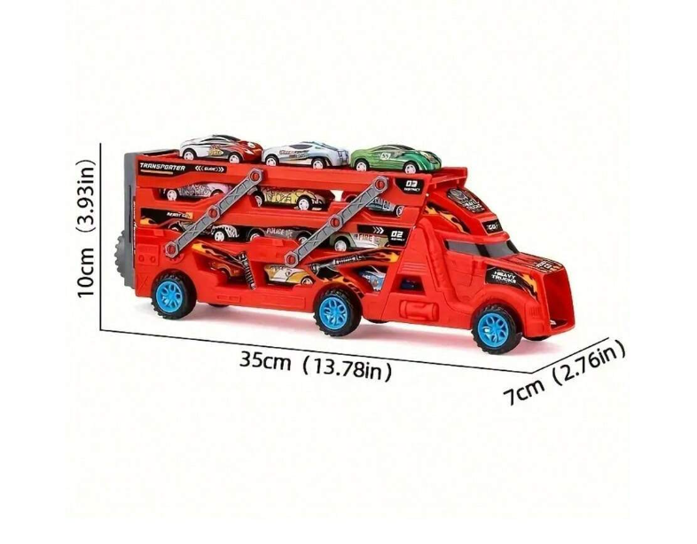 Boys' Toy Truck With Inertia & Transporter Trailer