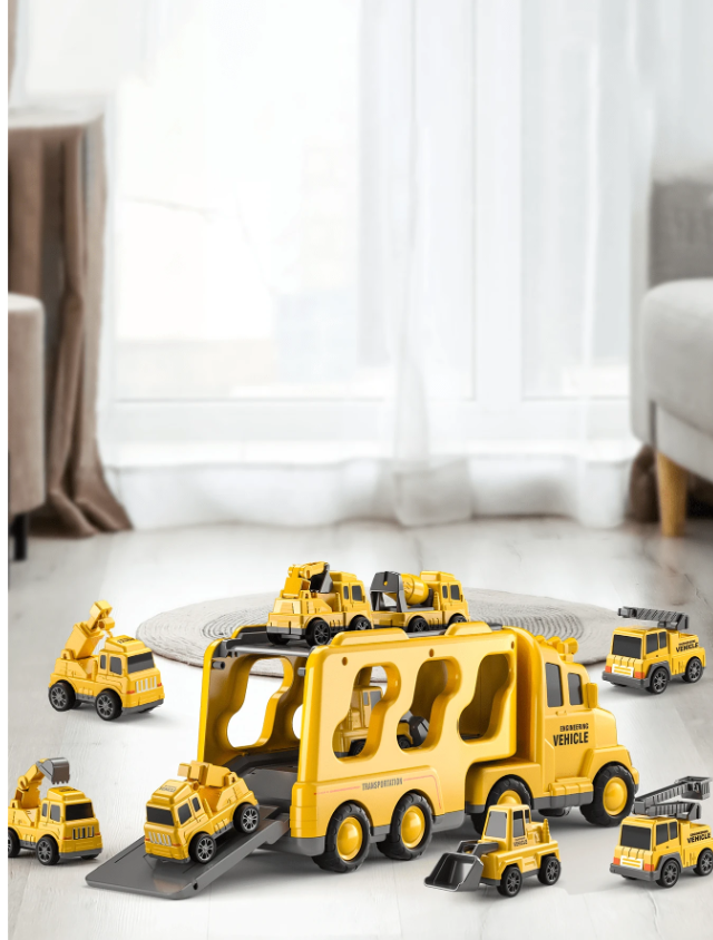 TEMI TEMI Construction Truck Toys Cars For Toddlers 3-5 - 7-In-1 Friction Power Vehicle Toy